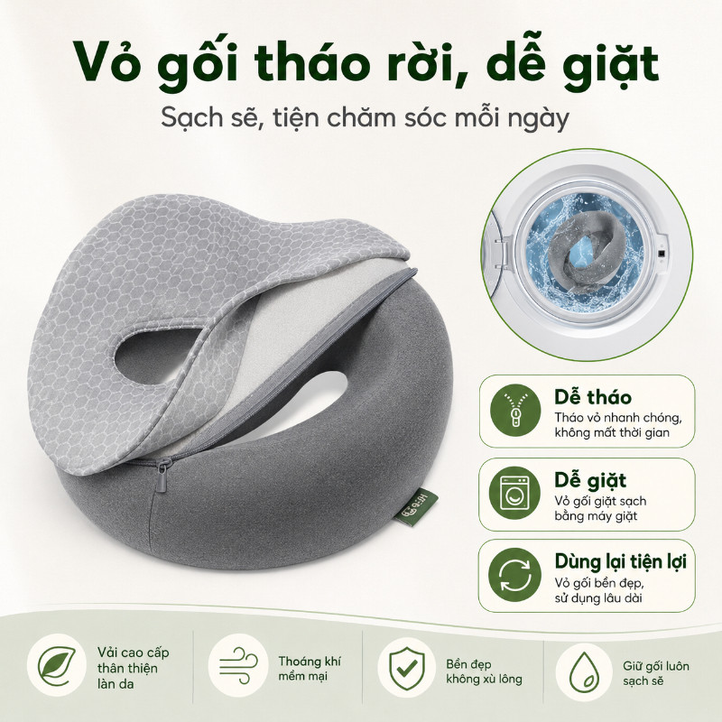 Gối Úp Mặt Massage Công Thái Học Thoáng Khí Cao Cấp, Gối Kê Đầu Memory Foam Cho Spa Thẩm Mỹ Viện