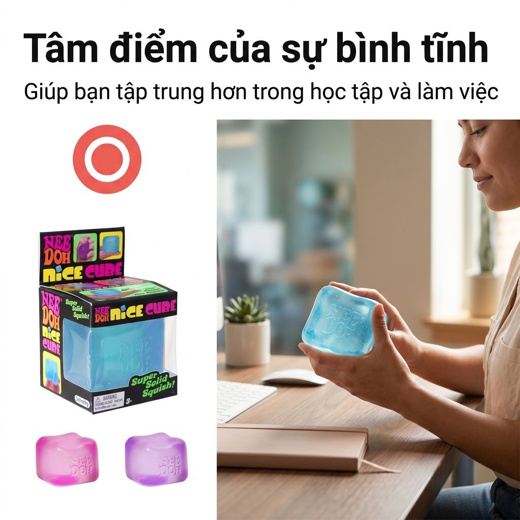 NeeDoh Nice Cube, đồ chơi bóp an toàn cao cấp, không độc hại, trẻ em 3 tuổi+, quà tặng ý nghĩa