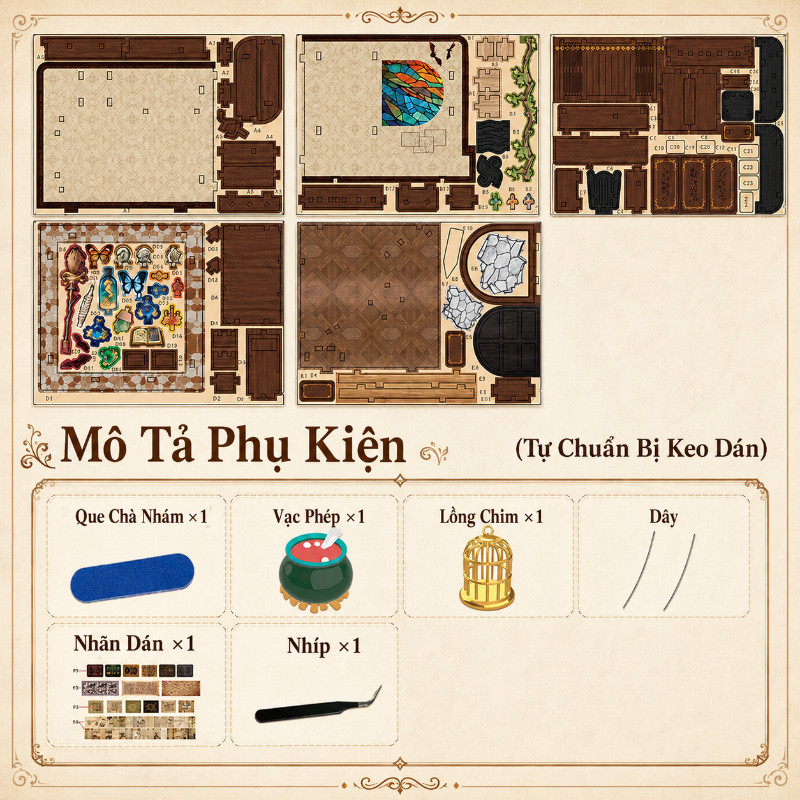 DIY-Mô Hình Nhà Gỗ 3D Lắp Ráp DIY – Bộ Kệ Sách Ma Thuật, Quà Tặng Cao Cấp, Handmade ý Nghĩa Cho Bé Trai, Bé Gái