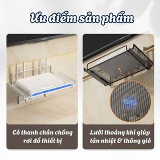 Giá Để Wifi Gắn Tường Bằng Thép Carbon Không Gỉ, Kệ Đựng Modem, Router Wifi Tiết Kiệm Không Gian