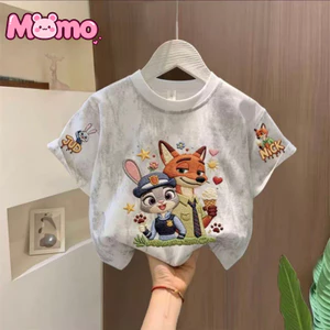 2026 Mẫu Mới Giả Thêu Tie-Dye In Hình Áo Thun Nữ Tay Ngắn Cho Bé Trai Và Bé Gái