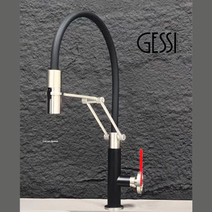 Vòi bếp nóng lạnh cơ khí cổ điển GESSI của Ý, vòi rửa chén có chức năng lọc nước ba trong một, có thể xoay và kéo ra.