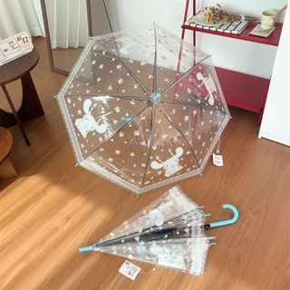Hàng sẵn có ins Ô trong suốt Phim hoạt hình tự động dành cho học sinh Tay cầm thẳng Dễ thương có thể gập lại Trẻ em Người lớn Dày Nữ UXP