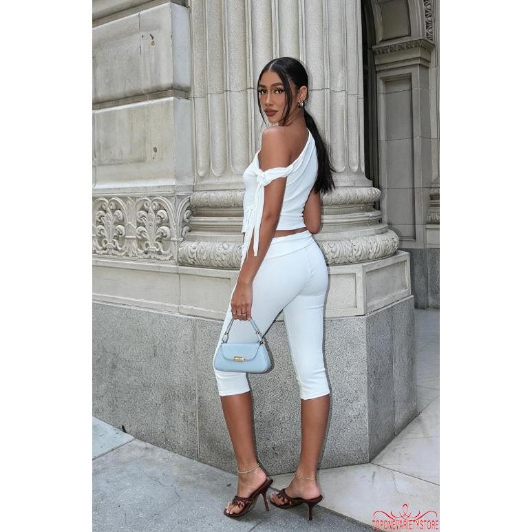 Topone-Nữ Eo Thấp Quấn Cào Capri Quần Co Giãn Bodycon Chiều Dài Đầu Gối Quần Legging Thường Ngày Mùa Hè Dạo Phố Đáy