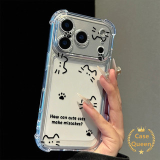 Tương thích cho iPhone 17 14 15 16 13 12 11 Pro Max XS Max X 14 15 Pro XR Air 14 Plus Thời Trang Đơn Giản Mèo Chống Rơi Bốn Góc Trong Suốt