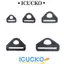 ICUCKO 10 chiếc Khóa chèn vòng chữ D, Bộ điều chỉnh vải màu đen bằng nhựa có kẹp xoay thanh, Phụ kiện hành lý khóa chữ D 20 / 25 / 32 / 38 / 50mm chất lượng cao