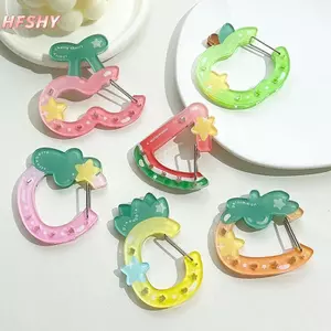 HFSHY Acrylic Rỗng Hình Trái Cây Trượng Móc Khóa Túi Quyến Rũ Phụ Kiện Carabiner Bapa Mặt Dây Chuyền Sổ Tay Trang Trí Quà Tặng Móc Khóa VN