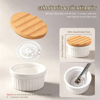 Miss Gooey Nail art gốm xoắn ốc lưới ba trong một giá đỡ bút, cốc rửa bút có nắp, dụng cụ làm sạch và trị liệu bằng bút đa chức năng