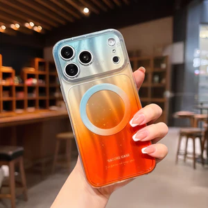 Ốp điện thoại từ tính gradient đầy màu sắc cho iPhone 17 Pro Max 14 15 16 pro max Bảo vệ ống kính chống rơi Vỏ cứng bảo vệ điện thoại