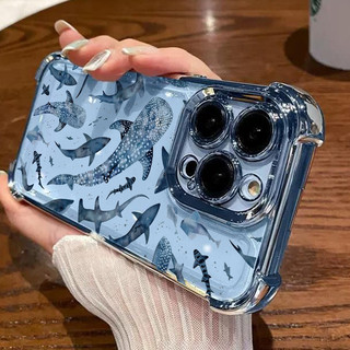 Vỏ Cho Xiaomi MI 15T 14T Pro 15 POCO X8 Pro Max X7 X3 F5 M3 M4 Pro X5 F4 F7 M7 F8 Ultra Cover Hoạt Hình Đại Dương Cá Voi Mạ Silicon Mềm Chống Sốc Góc Bảo Vệ Không Khí