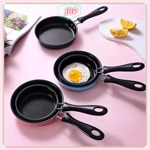 JRP Chảo Chiên Mini Inox Ngăn Ngừa Sti Nồi Cảm Ứng Tròn Bữa Sáng Chiên Nhỏ Chảo Trứng Có Tay Cầm Dài Tiện Ích Nhà Bếp JRP
