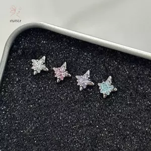 HNKMP 4 Vintage Pha Lê Zircon Cánh Bông Tai Nữ Sang Trọng Sáng Bóng Đôi Cánh Thiên Thần Chữ Thập Màu Bạc Bông Tai Đinh Cặp Đôi.