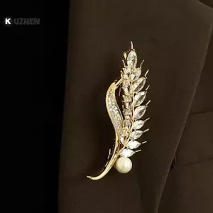 KUZHEN Thời Trang Pha Lê Lúa Mì Ngọc Trai Thổ Cẩm Pin Cho Nữ Quần Áo Áo Áo Trang Sức Dự Tiệc Phụ Kiện Quà Tặng HOT