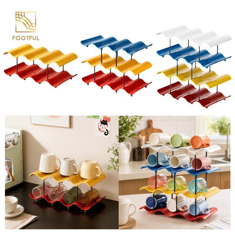 Cốc Cốc Cốc Có Thể Xếp Chồng Chai Lưu Trữ Thiết Kế Sóng Cho Nhà Bếp Tủ Lạnh Hộp Đựng Cocktail