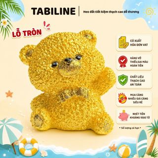 Heo đất ống tiết kiệm tiền lỗ tròn gấu xù bông size lớn màu vàng gold đáng yêu LD41 - TABILINE