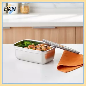 Hộp cơm trưa bằng thép không gỉ chống rò rỉ B & N 2 phần Bảo quản thực phẩm Bento di động cho văn phòng trường học ngoài trời Bữa ăn tốt cho sức khỏe.