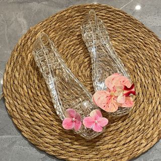 Giày Nữ Thạch Thời Trang Thường Ngày Bên Ngoài Dép Nữ Pha Lê Trong Suốt Lỗ Giày Sandal Hoa