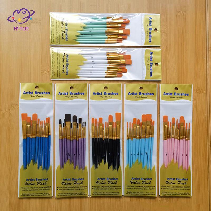 Bộ cọ sơn HFTOY 10pc Bàn chải sơn Nylon Bàn chải sơn dầu thanh ngắn Bàn chải Acrylic Bút màu nước Đồ dùng nghệ thuật chuyên nghiệp chất lượng cao ~