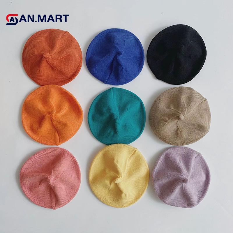 AN.MART Thời Trang Dễ Thương Cho Bé Mũ Nồi Dệt Kim Màu Trơn Trẻ Em Mũ Ấm Áp Thu Đông Mũ Cho Trẻ Em Ngoài Trời Bonnet Phụ Kiện Quà Tặng VN
