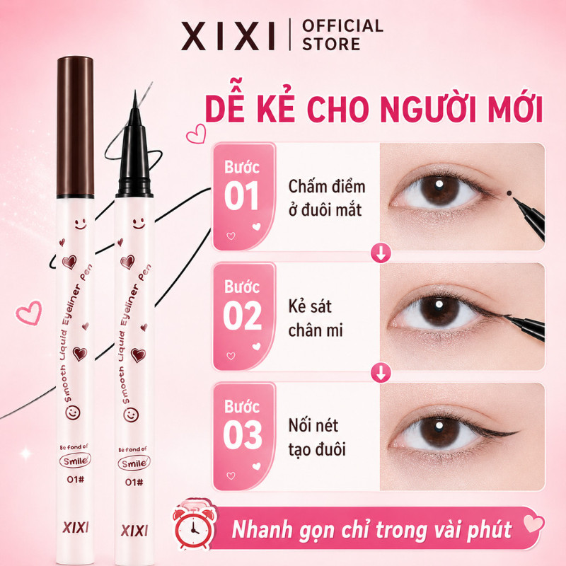 XIXI Bút Kẻ Mắt Nước Cho Người Mới, Ngòi Mảnh Dễ Kẻ, Chống Nước Lâu Trôi Không Lem D608