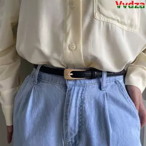 VVDZA Khóa kim loại Thắt lưng Thiết kế sang trọng Dây thắt lưng mỏng cổ điển thông thường