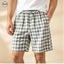 Quần short Cotton kẻ sọc dây rút phong cách cặp đôi / Quần short đi biển mỏng mùa hè / Quần short thời trang có thể mặc bên ngoài Quần short nhà