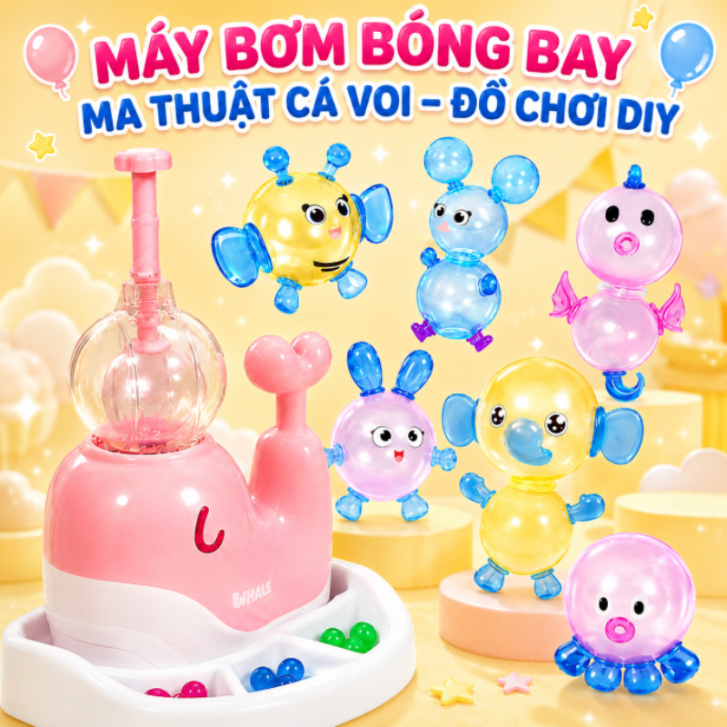 Đồ Chơi Bơm Bóng Ma Thuật DIY –  Cho Bé Sáng Tạo,Quà Tặng Thú Vị,Bóng Dính Tự Làm Hình Thú Dễ Thương
