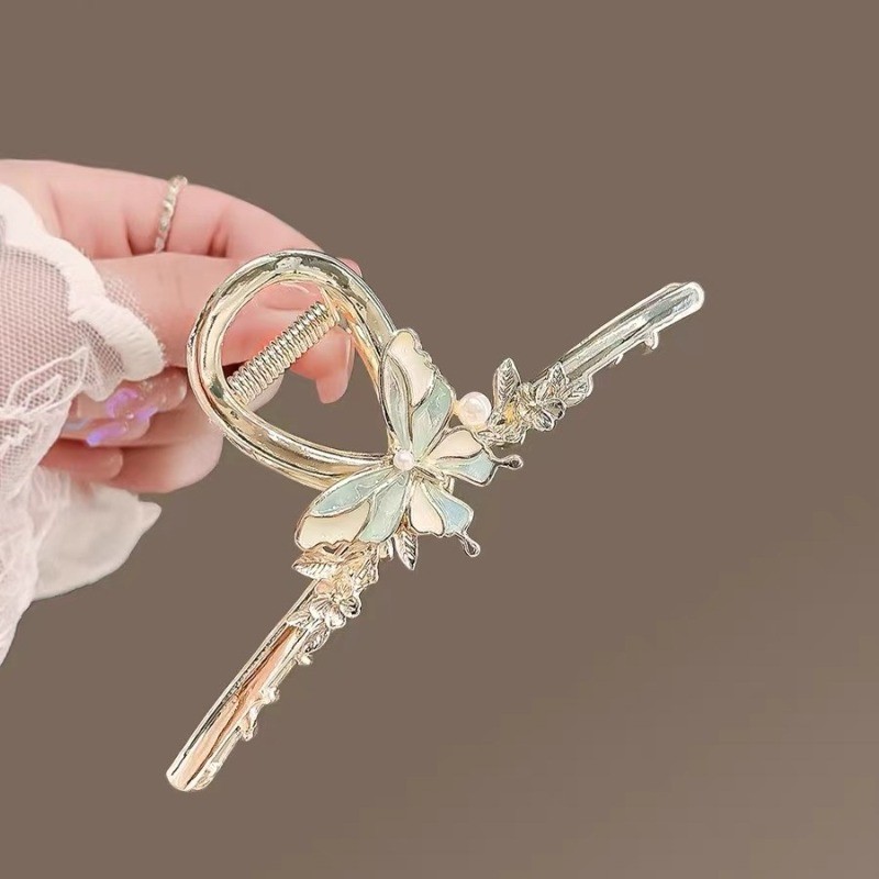 MAUROPOLI Mới Phong Cách Trung Hoa Bướm Kẹp Nữ Mùa Hè Cao Cấp Cá Mập Kẹp Phong Cách Mới Lớn Đầu Đĩa Tóc Mũ Đội Đầu