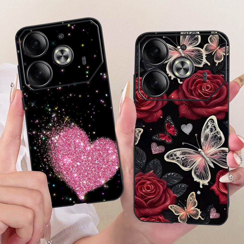 Dành Cho Tecno Pova 6 Ốp Lưng Mèo Dễ Thương Thời Trang Bướm Sơn Sang Trọng Vỏ Điện Thoại Cho Techno Pova 6 Funda