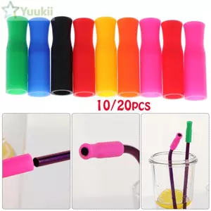 YUUKII 10 / 20 chiếc nắp ống hút Thanh đầu thép không gỉ Ống hút uống có thể tái sử dụng