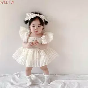 Bộ áo liền quần cho bé WEETW, Bộ đồ liền thân Váy nhảy cho bé, Áo liền quần mềm mại cho trẻ sơ sinh Quần short xếp nếp ngọt ngào Bộ đồ leo núi