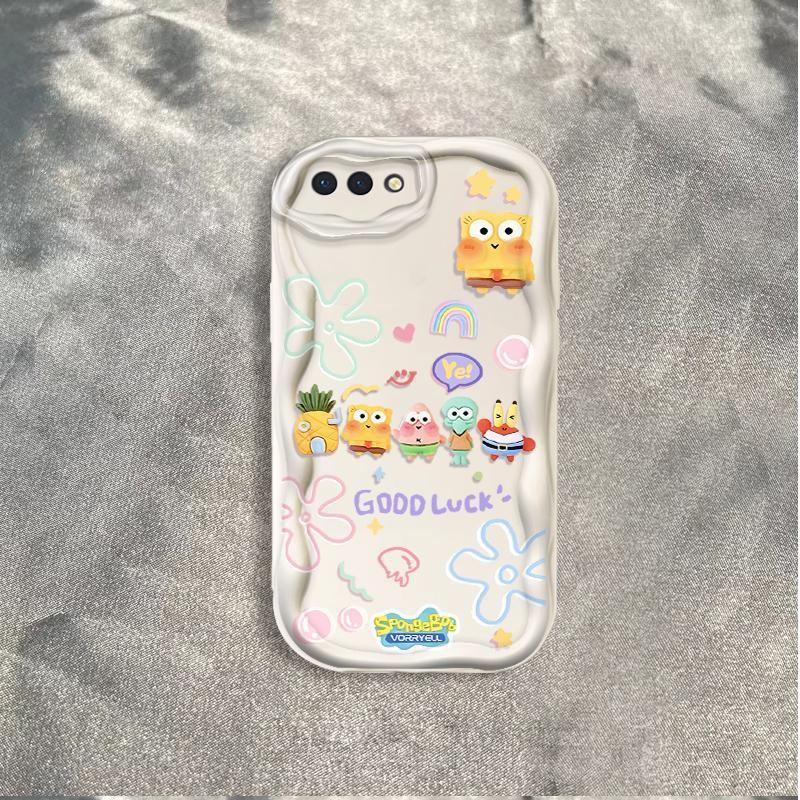 Thích hợp cho OPPO A3S A12E A1K AX5 Realme C2 Bảo vệ 3D TPU mềm SpongeBob SquarePants Vỏ điện thoại chống sốc