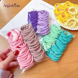 AqToCna 50 Chiếc Bé Gái Co Giãn Tóc Phụ Kiện Cho Trẻ Em Dây Cao Su Trắng Đuôi Ngựa Giá Đỡ Kẹo Cao Su Cho Dây Buộc Tóc Scrunchies Băng Đô Quấn Tóc AqToCna