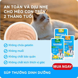 Súp Thưởng Cho Mèo MRVET Bổ Sung Omega 3, Prebiotics, Taurine Hỗ Trợ Tiêu Hóa Và Sức Khỏe Tim Mạch
