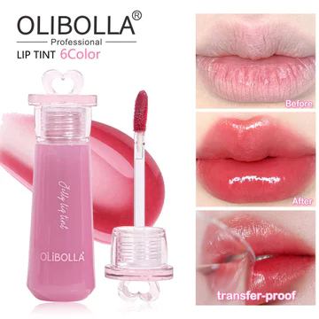 OLIBOLLA Khóa Màu Chống Dính Cốc Thạch Nước Bóng Son Bóng Son Dưỡng Ẩm Thủy Tinh Dưỡng Ẩm Môi Son Bóng Thỏ Đen Môi Glos