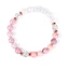 Vòng tay pha lê màu hồng Unisex - Thạch anh hồng Opal Thạch anh trong suốt Hạt vàng hồng - Đá tự nhiên thủ công