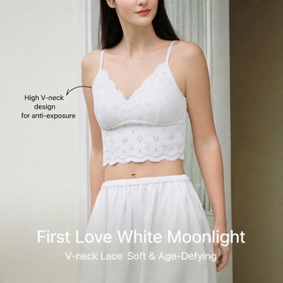 Áo lót không tay Brelira Daisy Camisole có đệm mút, dáng ôm, thoáng khí, nhẹ, cổ ren lượn sóng, thích hợp mặc trong.