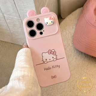 Ốp lưng tương thích cho iPhone 17 15 16 11 14 13 12 Pro Max X XR XS Max 7 8 16 Plus Air SE Phim hoạt hình sáng tạo Kitty Cat Cat Ear Kitty Cat Plus Bubble Heart Case