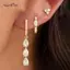 AqToCna 3 Thời Trang Zirconia Hoa Trái Tim Huggie Vòng Bông Tai Bộ Dành Cho Nữ Tinh Tế Mặt Dây Chuyền Tai Khuyên Trang Sức Quà Tặng AqToCna