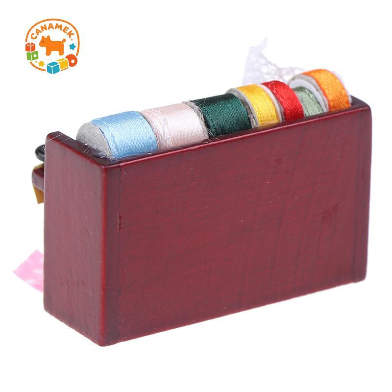 CANAMEK 1 Hộp May Thu Nhỏ 1: 12 Có Kéo Bộ Phụ Kiện Trang Trí Nhà Búp Bê CSF