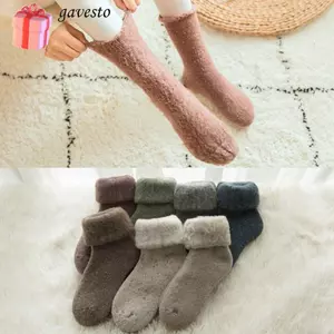 Tất ấm áp mùa đông GAVESTO, Tất dày giữ ấm mùa đông, Chất lượng chống lại tất Cashmere màu trơn lạnh dành cho nữ
