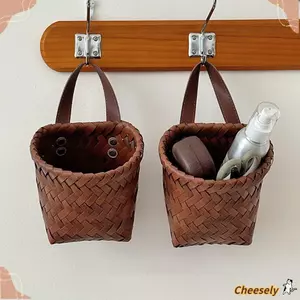 Giỏ đựng đồ nhà bếp CHEESELY, Giỏ đựng rau quả bằng mây treo tường PP, Chậu hoa dệt kiểu mây Giỏ đựng đồ trang trí nhà cửa