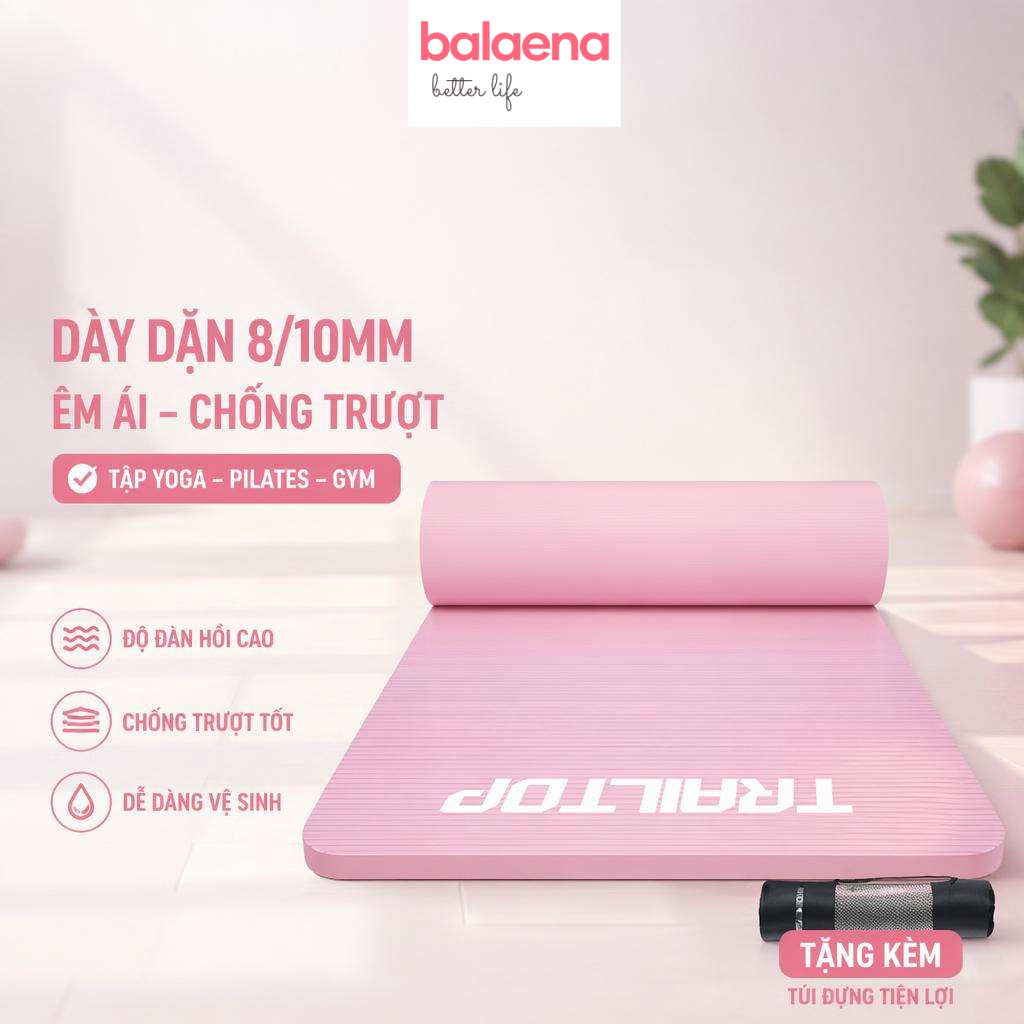 【COD】Thảm Yoga Gym Dày 8-10mm Chống Trượt Êm Ái Tập Thể Dục Pilates Tại Nhà Du Lịch Dã Ngoại