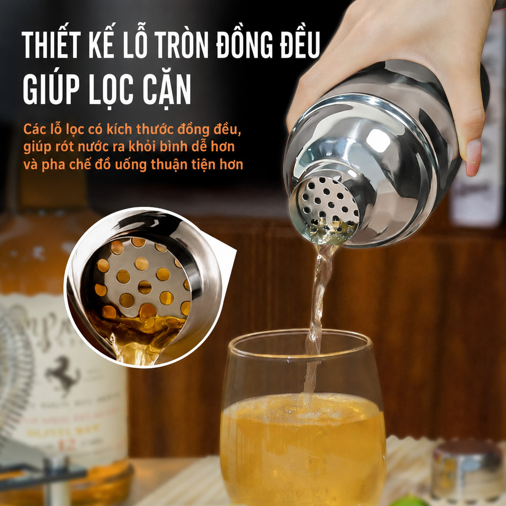 Shaker/ Bình Lắc Inox Các Size 350ml, 530ml, 700ml, Dụng Cụ Pha Chế Chuyên Nghiệp, Chất Liệu Bền Đẹp