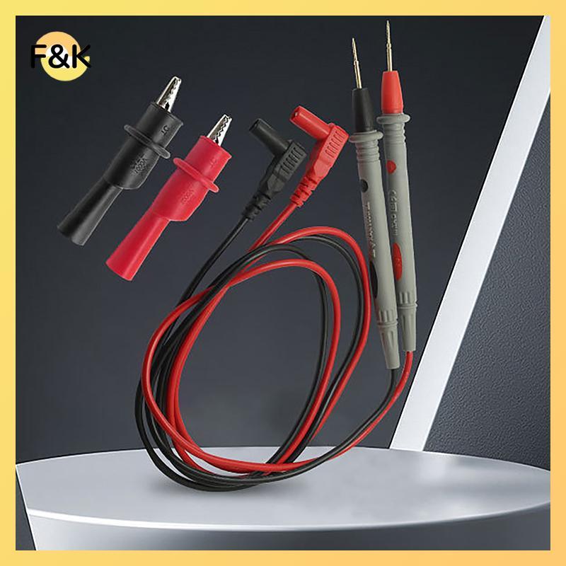 F & K 2 Cái / bộ Kim Dây Silicon Mạ Vàng Đầu Thăm Dò Đầu Thử Nghiệm Dẫn Pin Đa Năng Kỹ Thuật Số Đồng Hồ Đo Dẫn Đầu Thăm Dò Dây Cáp Bút.