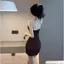 Hot Girl Style Tube Top Hip Váy Rỗng Xếp Ly Skinny Fit Mùa Hè Nữ Slim-fit Slimer Look Dress