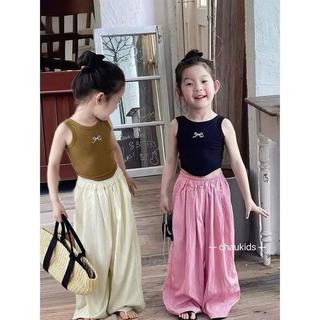A14-[tomnaukids] Áo BA LỖ in nơ cho bé gái cực xinh mặc mát mùa hè - Size 9-34Kg