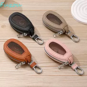 Túi chìa khóa ô tô FUJIOU, Hộp đựng chìa khóa da có dây kéo lưới trong suốt, Hộp đựng chìa khóa bằng da đa năng Hộp đựng tiền xu đa chức năng Túi lưu trữ Mini Sử dụng hàng ngày