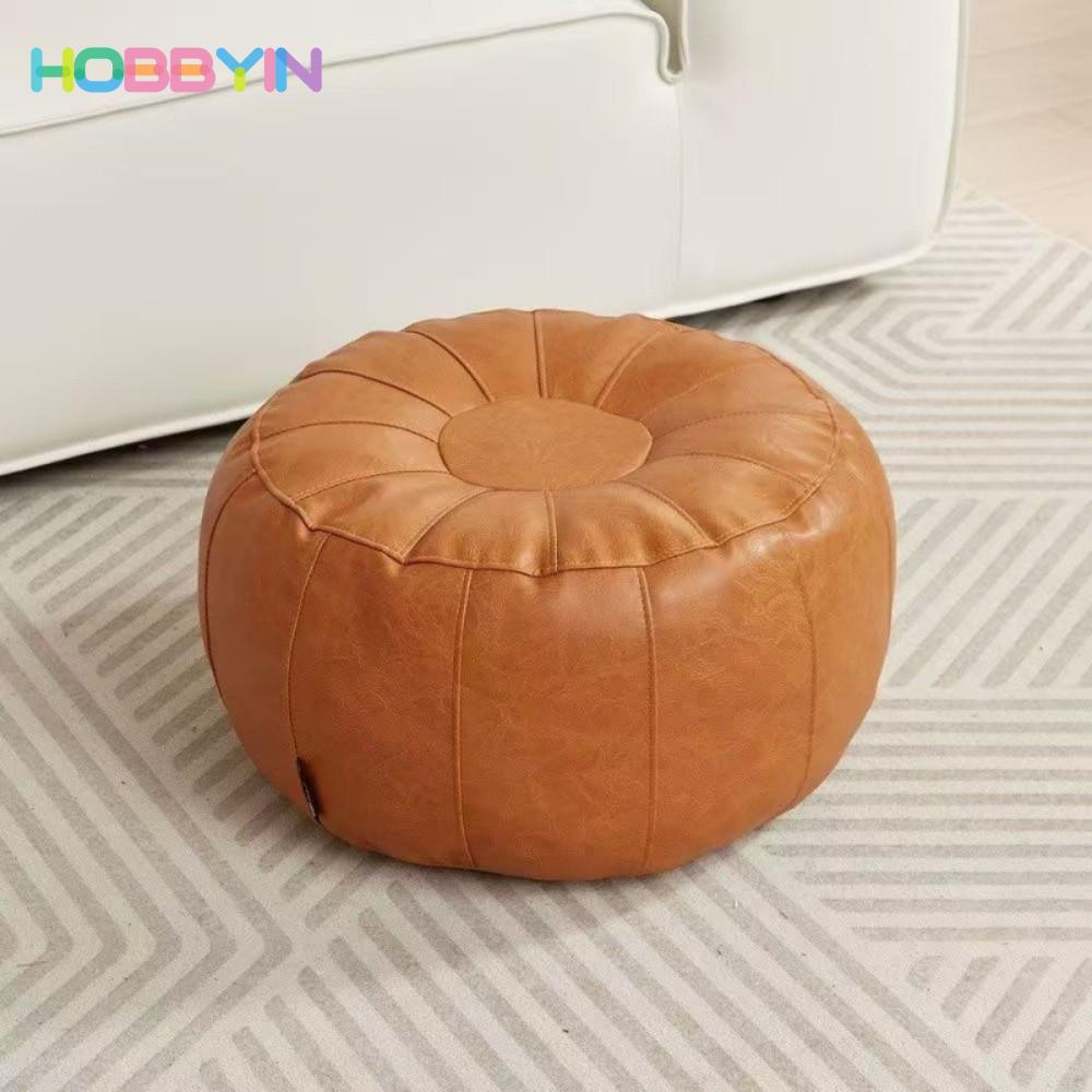 Ghế để chân lưu trữ không bị xáo trộn HOBBYIN, Ghế bảo quản quần áo tròn bằng da PU, Cần đổ đầy quần áo Dung tích lớn Bảo quản chống trượt Pouf Phòng khách