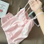 Cô Gái Màu Hồng Sling Bộ Đồ Ngủ Nữ Mùa Hè Nguyên Chất Cotton Mỏng Phong Cách Gợi Cảm Pure Desire Với Ngực Miếng Lót Nơ Áo Homewear